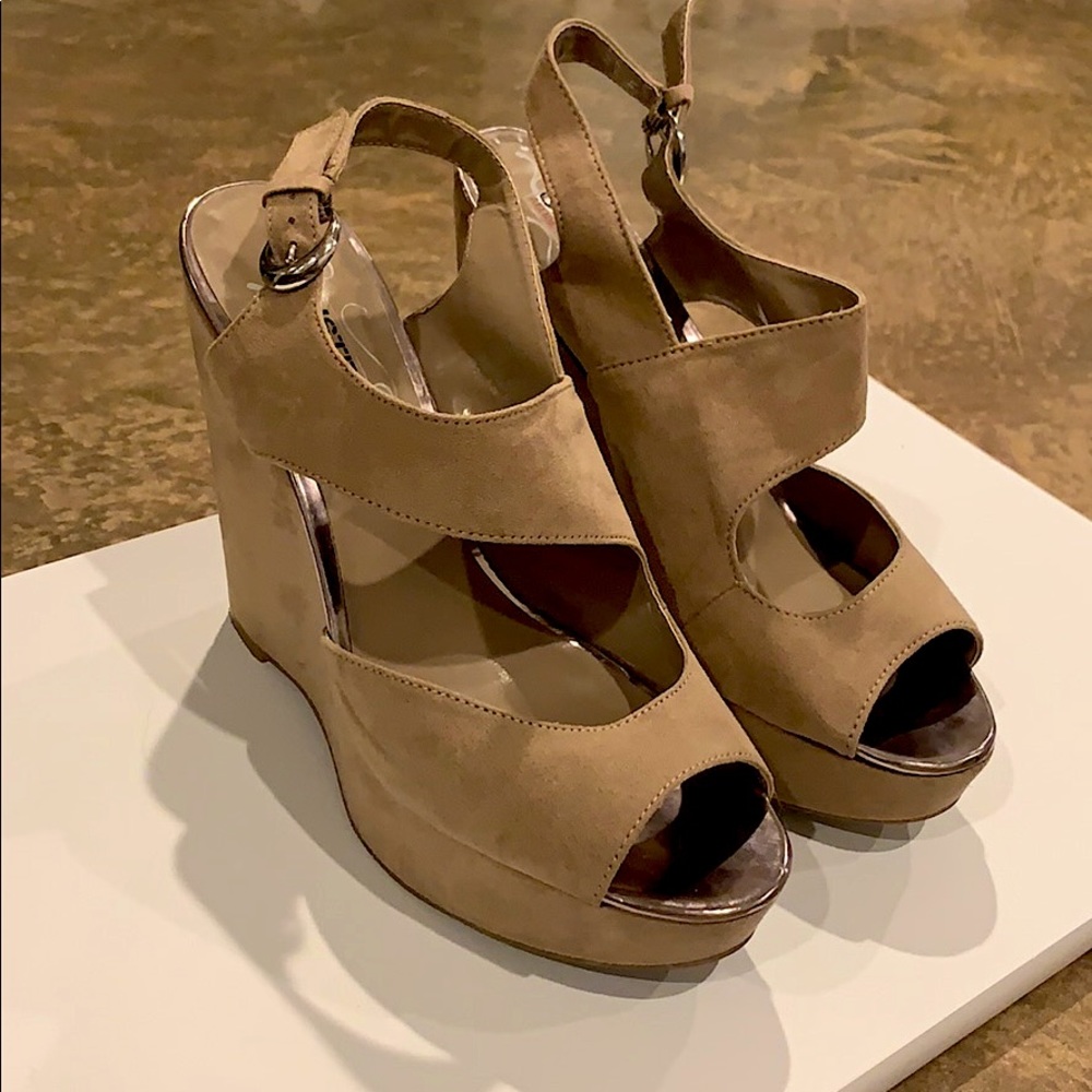 Tan Suede Wedge Heels